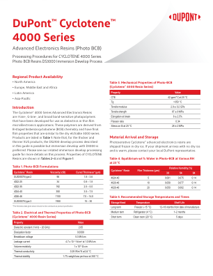 杜邦™ Cyclotene™ 4000 系列